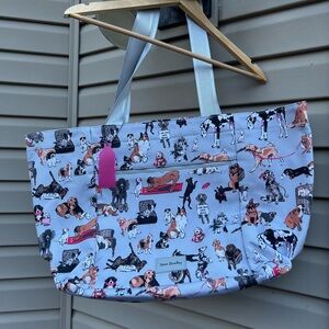 Vera Bradley Gray Dog Print Tote best in show XL tote NWOT new purse travel bag